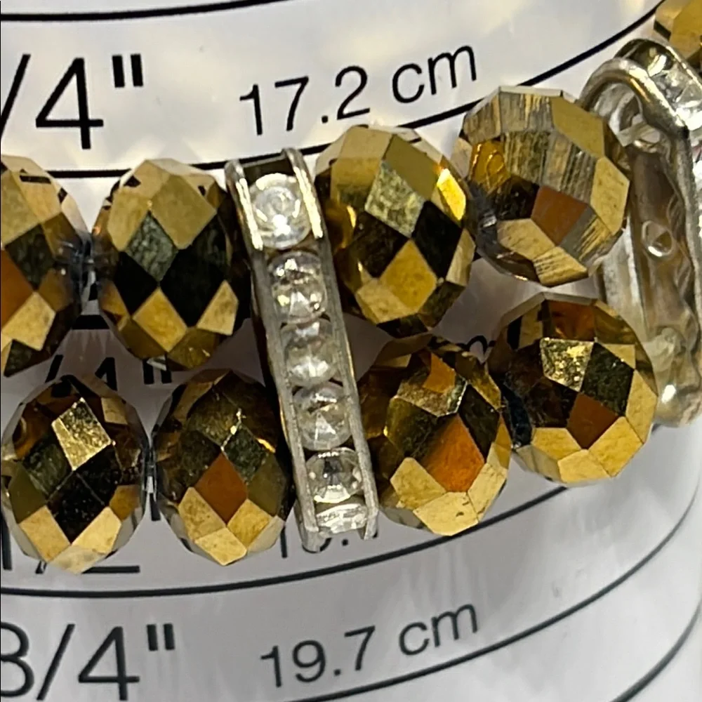 Elegant Gold and Silver  faced coated Beaded stretch Bracelet